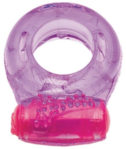 Фиолетовое эрекционное кольцо с виброэлементом в верхней части - Toyfa Basic - в Новосибирске купить с доставкой