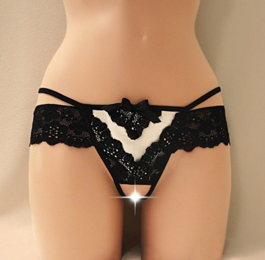 Открытые кружевные трусики с V-образной вставкой - FlirtOn купить с доставкой