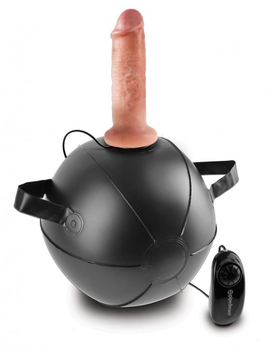 Мини-мяч с фаллической насадкой телесного цвета и вибрацией Vibrating Mini Sex Ball with 6  Dildo - 15,2 см. - Pipedream - купить с доставкой в Новосибирске