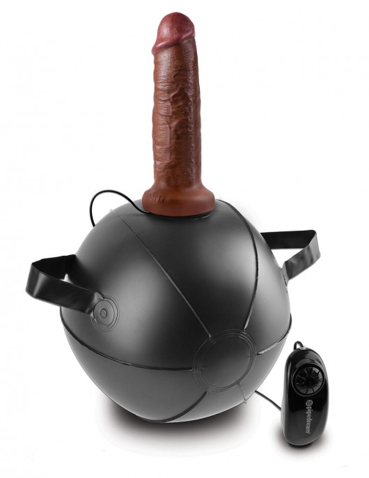 Мини-мяч с фаллической насадкой коричневого цвета и вибрацией Vibrating Mini Sex Ball with 7  Dildo - 17,7 см. - Pipedream - купить с доставкой в Новосибирске