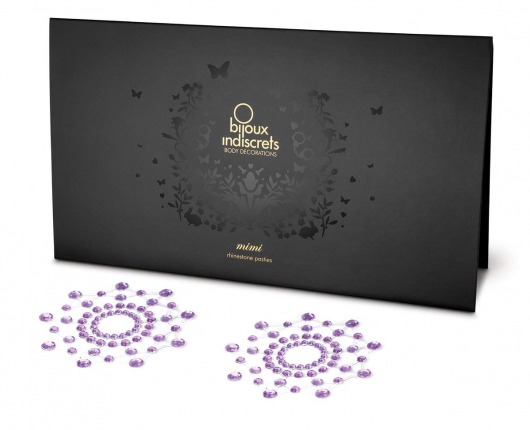 Фиолетовые наклейки на грудь Mimi - Bijoux Indiscrets - купить с доставкой в Новосибирске