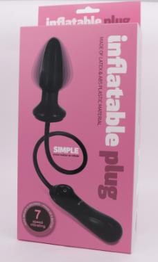 Чёрная анальная пробка с вибрацией и расширением Inflatable Plug - 12 см. - Seven Creations