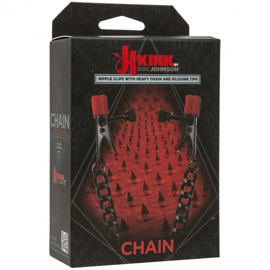 Зажимы для сосков Kink Nipple Clips with Heavy Chain and Silicone Tips - Doc Johnson