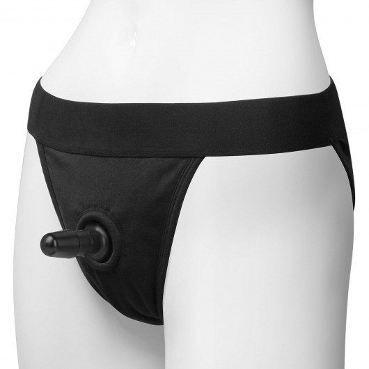 Трусики с плугом Vac-U-Lock Panty Harness with Plug Full Back - L/XL - Doc Johnson - купить с доставкой в Новосибирске