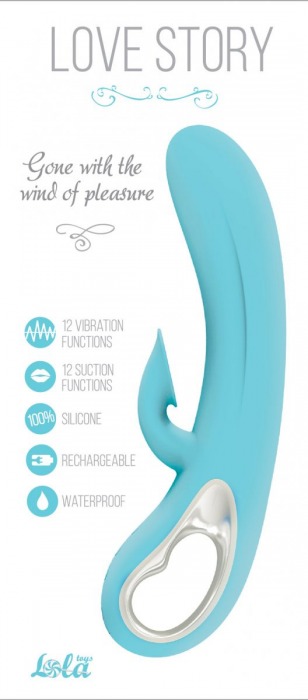 Голубой вибратор Love story Gone with the wind of pleasure - 21 см. - Lola Games