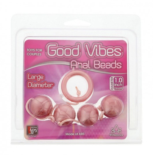 Розовые перламутровые анальные шарики большого диаметра - Dream Toys