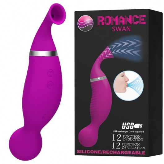 Двусторонний стимулятор Romance Swan - с вибрацией и функцией всасывания - Baile