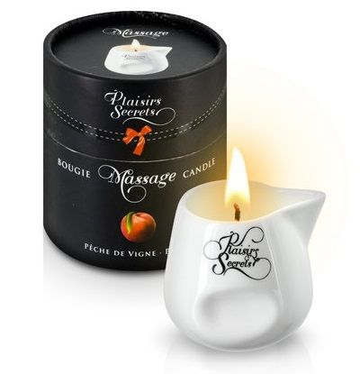 Массажная свеча с ароматом персика Bougie Massage Gourmande Pêche - 80 мл. - Plaisir Secret - купить с доставкой в Новосибирске