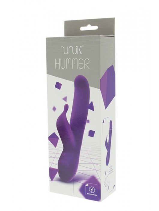 Фиолетовый вибратор с клиторальным стимулятором UNIK HUMMER - 20,7 см. - Seven Creations