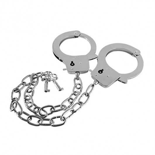Наручники на длинной цепочке с ключами Metal Handcuffs Long Chain - Blush Novelties - купить с доставкой в Новосибирске
