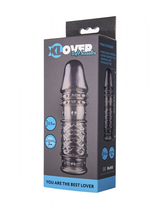 Дымчатая закрытая насадка ToyFa XLover с чешуйками и пупырышками - 13,5 см. - ToyFa - в Новосибирске купить с доставкой