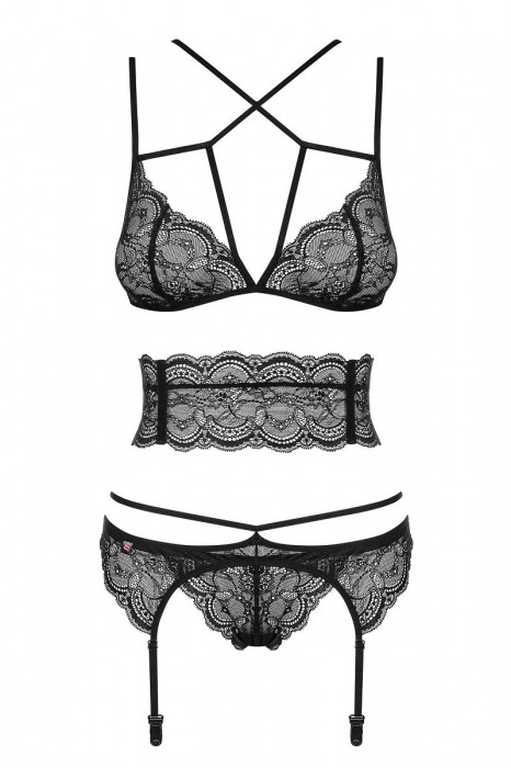 Кружевной комплект Frivolla с декоративным кружевным поясом - Obsessive купить с доставкой