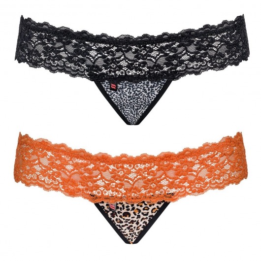 Набор из 2 разноцветных трусиков-стрингов Lacea - Obsessive купить с доставкой