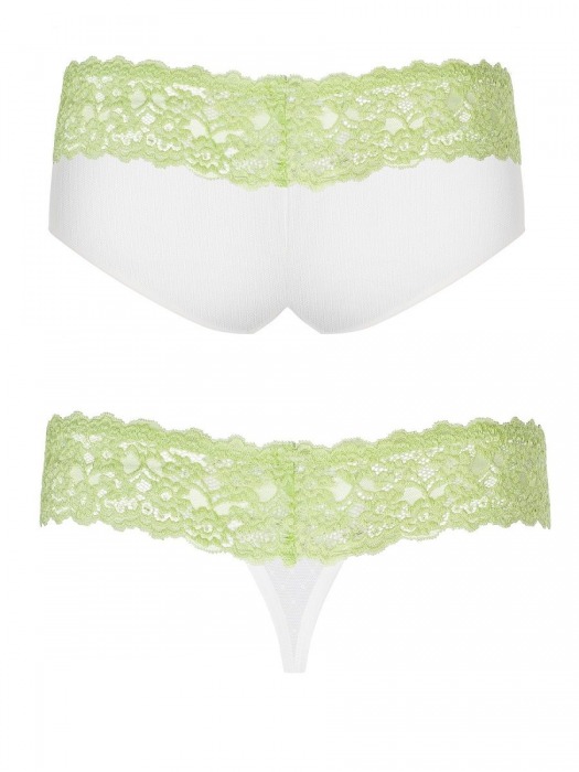 Набор из белых шортиков и трусиков-стринг Lacea с цветным ажурным поясом - Obsessive купить с доставкой