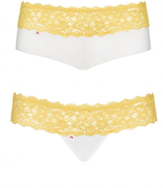 Набор из белых шортиков и трусиков-стринг Lacea с цветным ажурным поясом - Obsessive купить с доставкой