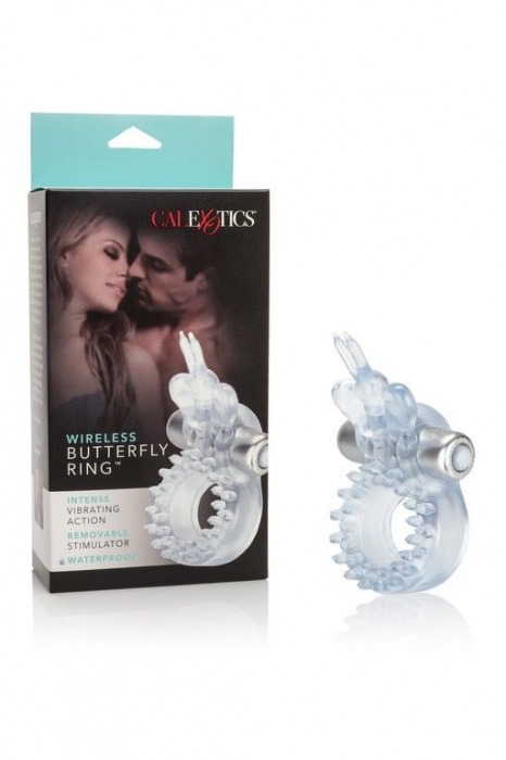 Прозрачное эрекционное кольцо с вибрацией Wireless Butterfly Ring - California Exotic Novelties - в Новосибирске купить с доставкой
