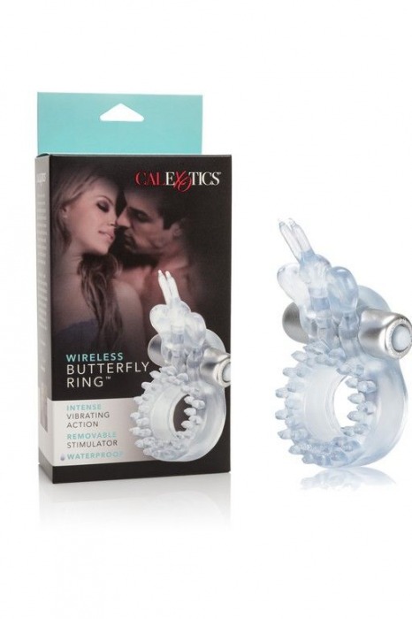 Прозрачное эрекционное кольцо с вибрацией Wireless Butterfly Ring - California Exotic Novelties - в Новосибирске купить с доставкой