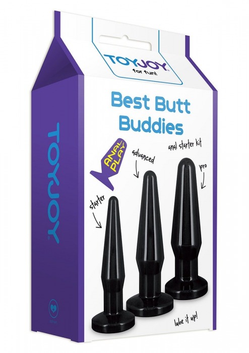 Набор из 3 чёрных анальных пробок Best Butt Budies - Toy Joy