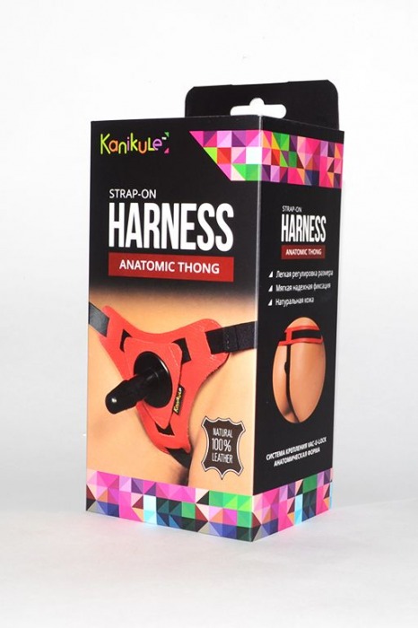 Красно-черные трусики с плугом Kanikule Strap-on Harness Anatomic Thong - Kanikule - купить с доставкой в Новосибирске