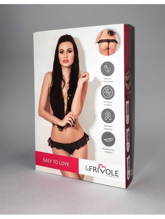 Игривые черные трусики с доступом и нежной юбочкой - Le Frivole купить с доставкой