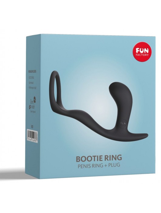 Чёрное эрекционное кольцо с анальной пробкой Bootie Ring - Fun Factory - в Новосибирске купить с доставкой