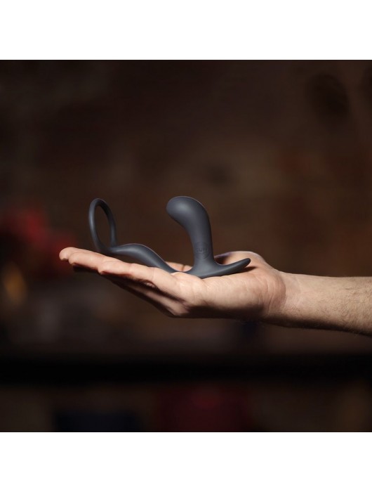 Чёрное эрекционное кольцо с анальной пробкой Bootie Ring - Fun Factory - в Новосибирске купить с доставкой