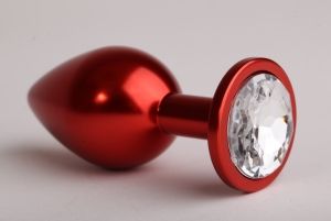 Красная анальная пробка с прозрачным стразом - 7,6 см. - 4sexdreaM - купить с доставкой в Новосибирске