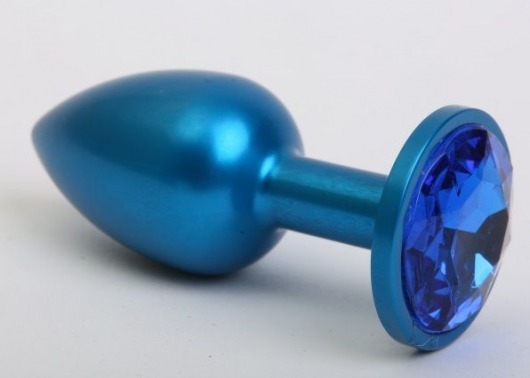 Синяя анальная пробка с синим стразом - 7,6 см. - 4sexdreaM - купить с доставкой в Новосибирске