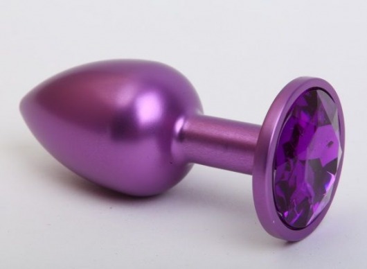 Фиолетовая анальная пробка с фиолетовым стразом - 7,6 см. - 4sexdreaM - купить с доставкой в Новосибирске