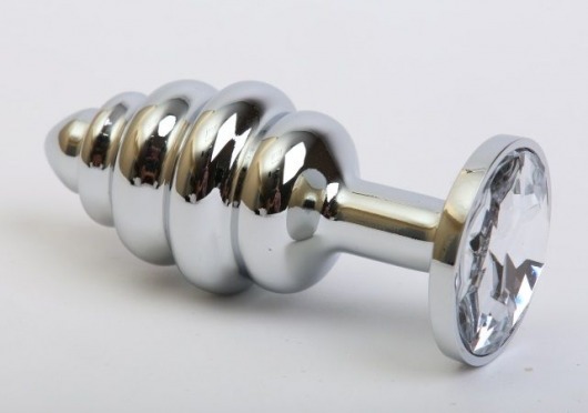 Фигурная анальная пробка с прозрачным стразом - 7,3 см. - 4sexdreaM - купить с доставкой в Новосибирске