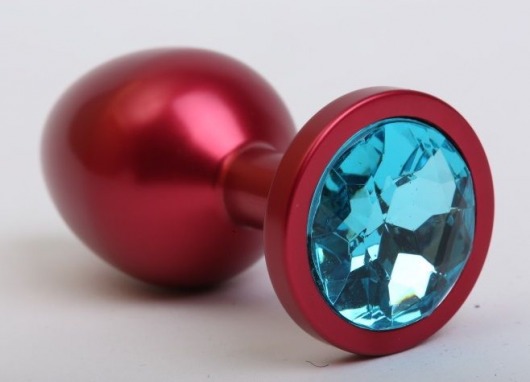 Красная анальная пробка с голубым стразом - 8,2 см. - 4sexdreaM - купить с доставкой в Новосибирске