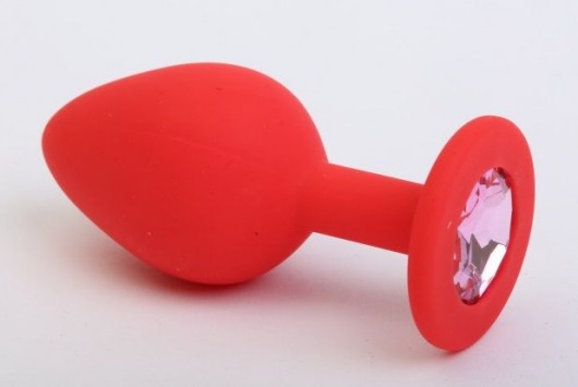 Красная силиконовая пробка с розовым стразом - 7,1 см. - 4sexdreaM - купить с доставкой в Новосибирске