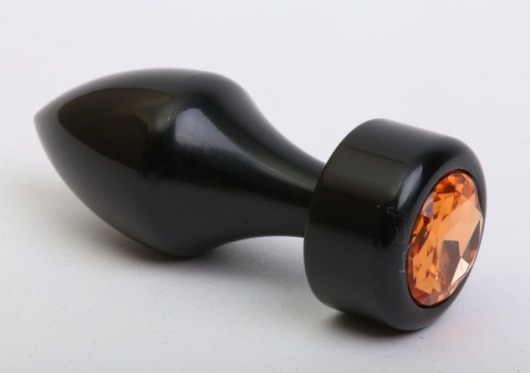 Чёрная анальная пробка с широким основанием и жёлтым кристаллом - 7,8 см. - 4sexdreaM - купить с доставкой в Новосибирске