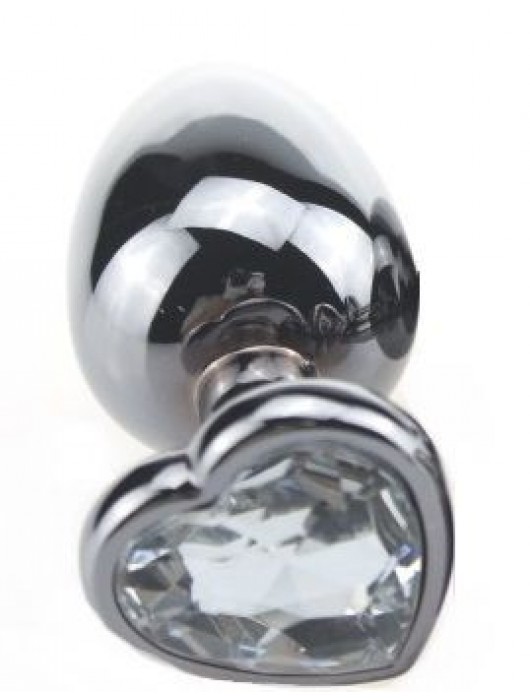 Малая серебристая пробка с прозрачным кристаллом-сердечком - 7,5 см. - 4sexdreaM - купить с доставкой в Новосибирске