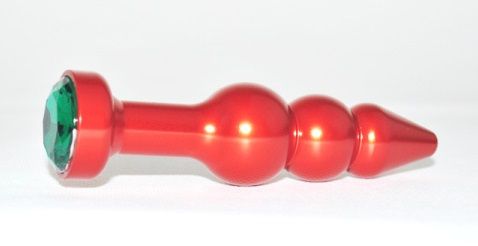 Красная анальная ёлочка с зеленым кристаллом - 11,2 см. - 4sexdreaM - купить с доставкой в Новосибирске