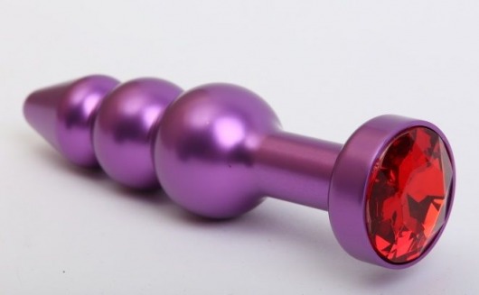 Фиолетовая фигурная анальная ёлочка с красным кристаллом - 11,2 см. - 4sexdreaM - купить с доставкой в Новосибирске