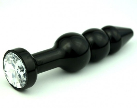 Чёрная анальная ёлочка с прозрачным кристаллом - 11,2 см. - 4sexdreaM - купить с доставкой в Новосибирске