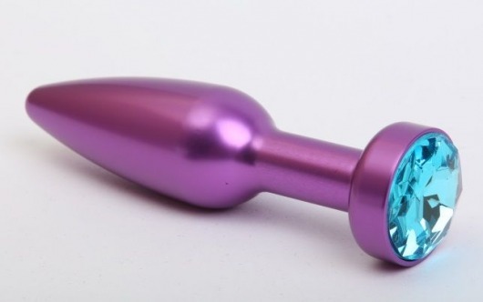 Фиолетовая анальная пробка с голубым стразом - 11,2 см. - 4sexdreaM - купить с доставкой в Новосибирске