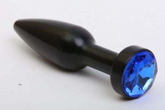 Чёрная удлинённая пробка с синим кристаллом - 11,2 см. - 4sexdreaM - купить с доставкой в Новосибирске