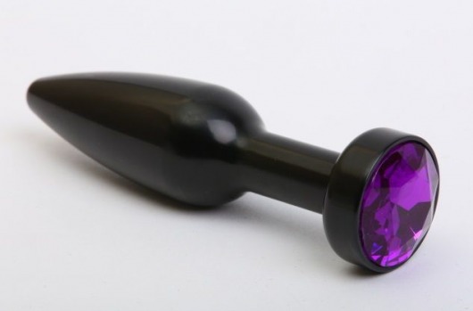 Чёрная удлинённая пробка с фиолетовым кристаллом - 11,2 см. - 4sexdreaM - купить с доставкой в Новосибирске