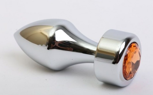 Серебристая анальная пробка с широким основанием и жёлтым кристаллом - 7,8 см. - 4sexdreaM - купить с доставкой в Новосибирске