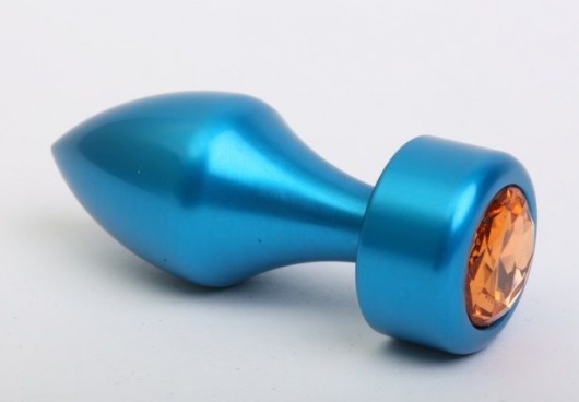 Синяя анальная пробка с жёлтым стразом - 7,8 см. - 4sexdreaM - купить с доставкой в Новосибирске