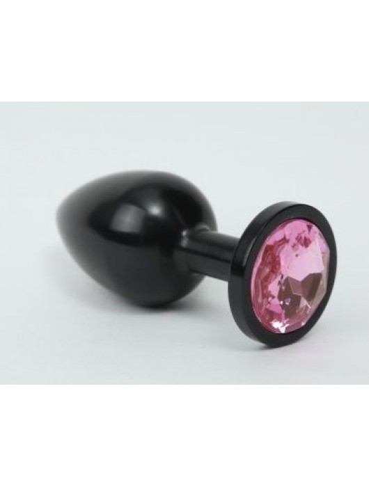 Чёрная анальная пробка с розовым стразом - 7,6 см. - 4sexdreaM - купить с доставкой в Новосибирске