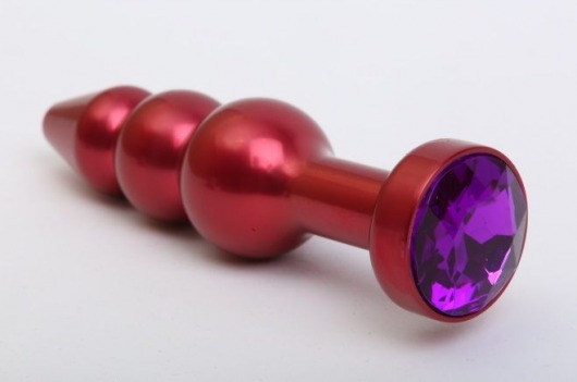 Красная анальная ёлочка с фиолетовым кристаллом - 11,2 см. - 4sexdreaM - купить с доставкой в Новосибирске