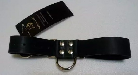 Чёрные широкие ременные наручники с полукольцом - Подиум - купить с доставкой в Новосибирске