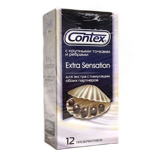 Презервативы с крупными точками и рёбрами Contex Extra Sensation - 12 шт. - Contex - купить с доставкой в Новосибирске