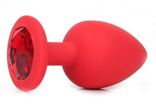 Красная силиконовая пробка с красным кристаллом размера M - 8 см. - Vandersex - купить с доставкой в Новосибирске