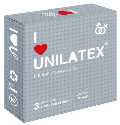 Презервативы с точками Unilatex Dotted - 3 шт. - Unilatex - купить с доставкой в Новосибирске