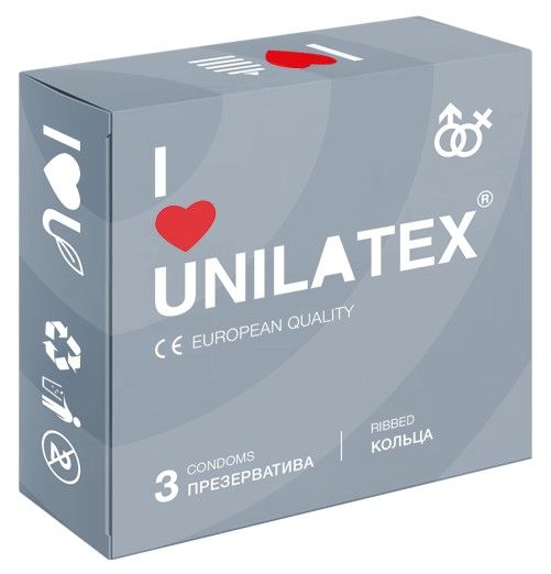 Презервативы с рёбрами Unilatex Ribbed - 3 шт. - Unilatex - купить с доставкой в Новосибирске