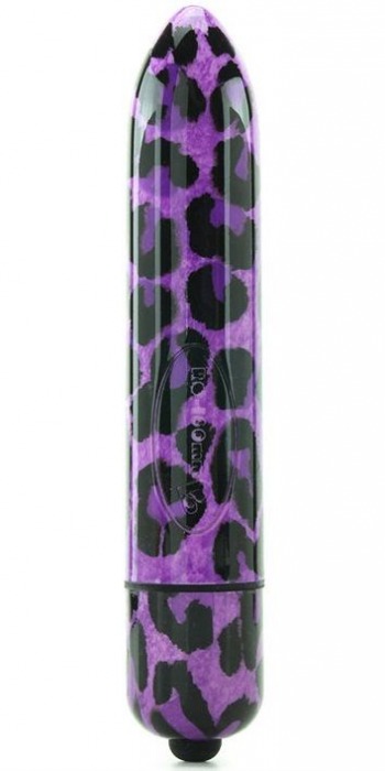 Фиолетовый вибратор с леопардовым принтом - 16 см. - Rocks-Off